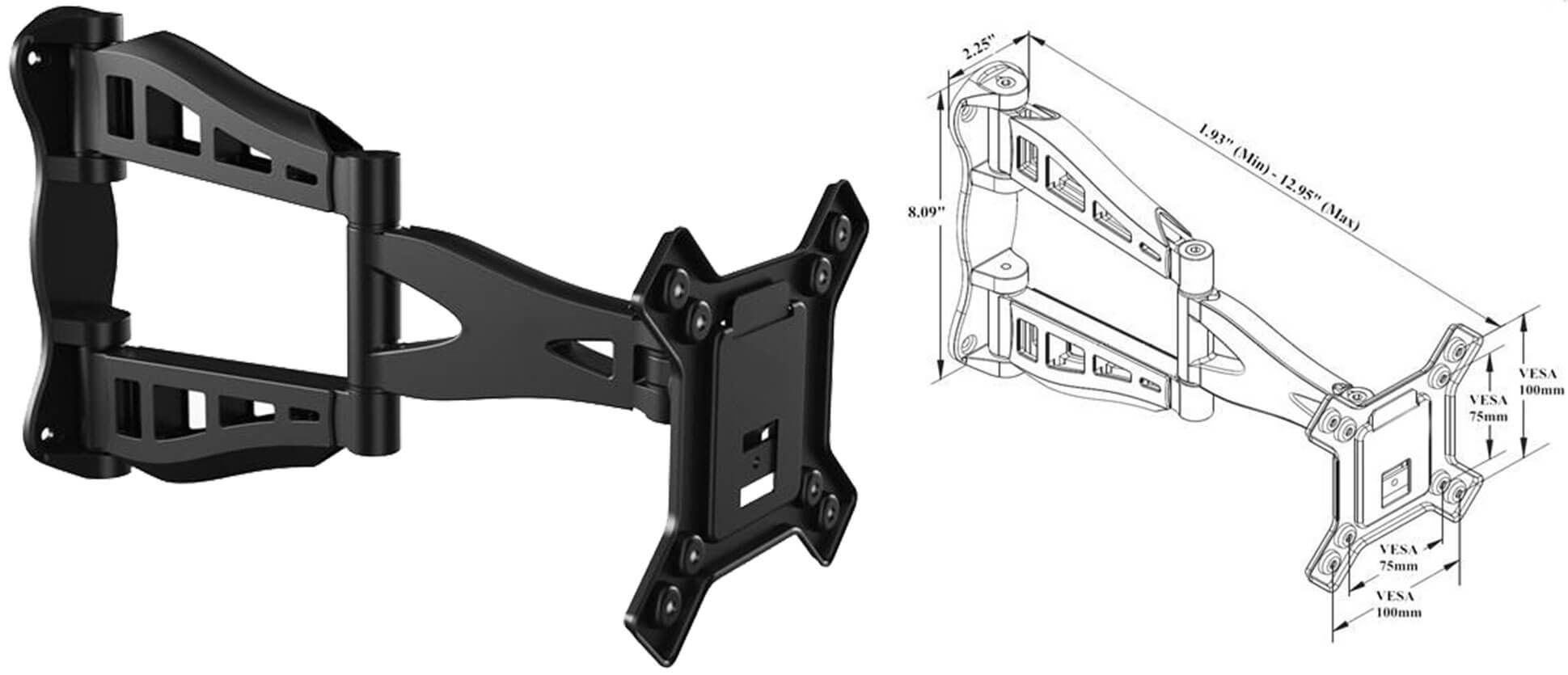Base de pared con brazo retractil para monitores Base de pared con brazo retractil para monitores